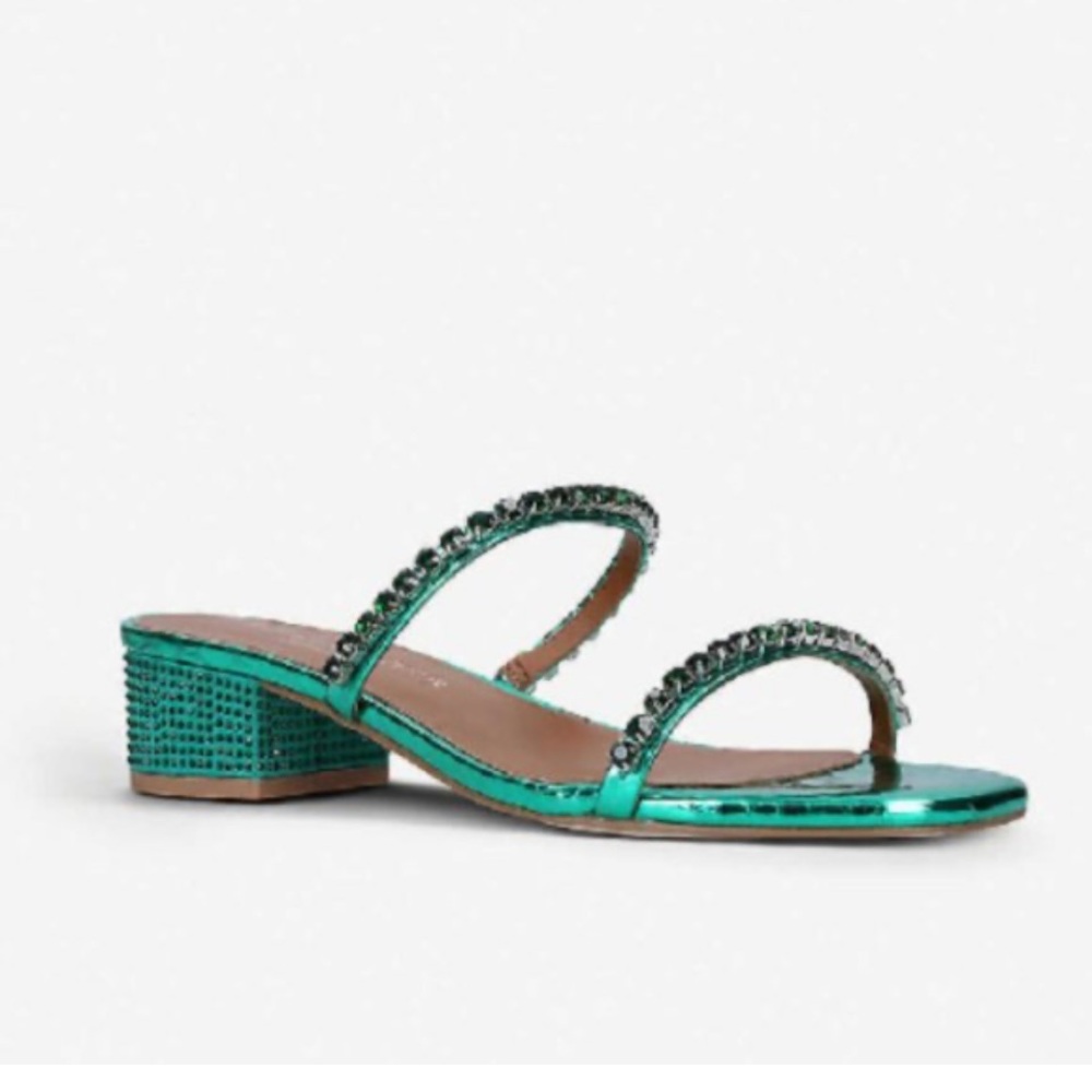 NWT Kurt Geiger Green Rhinestone Sandals